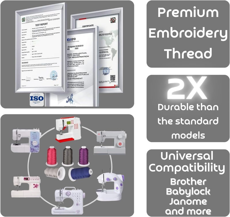 simthread 5500Yds Embroidery Thread, 5000M High-Yardage 40WT 100% Polyester Thread – 170+ Vivid Colors, High-Speed Rated – Compatible with Brother, Singer, Janome & More - Soft Beige S010 - Image 3